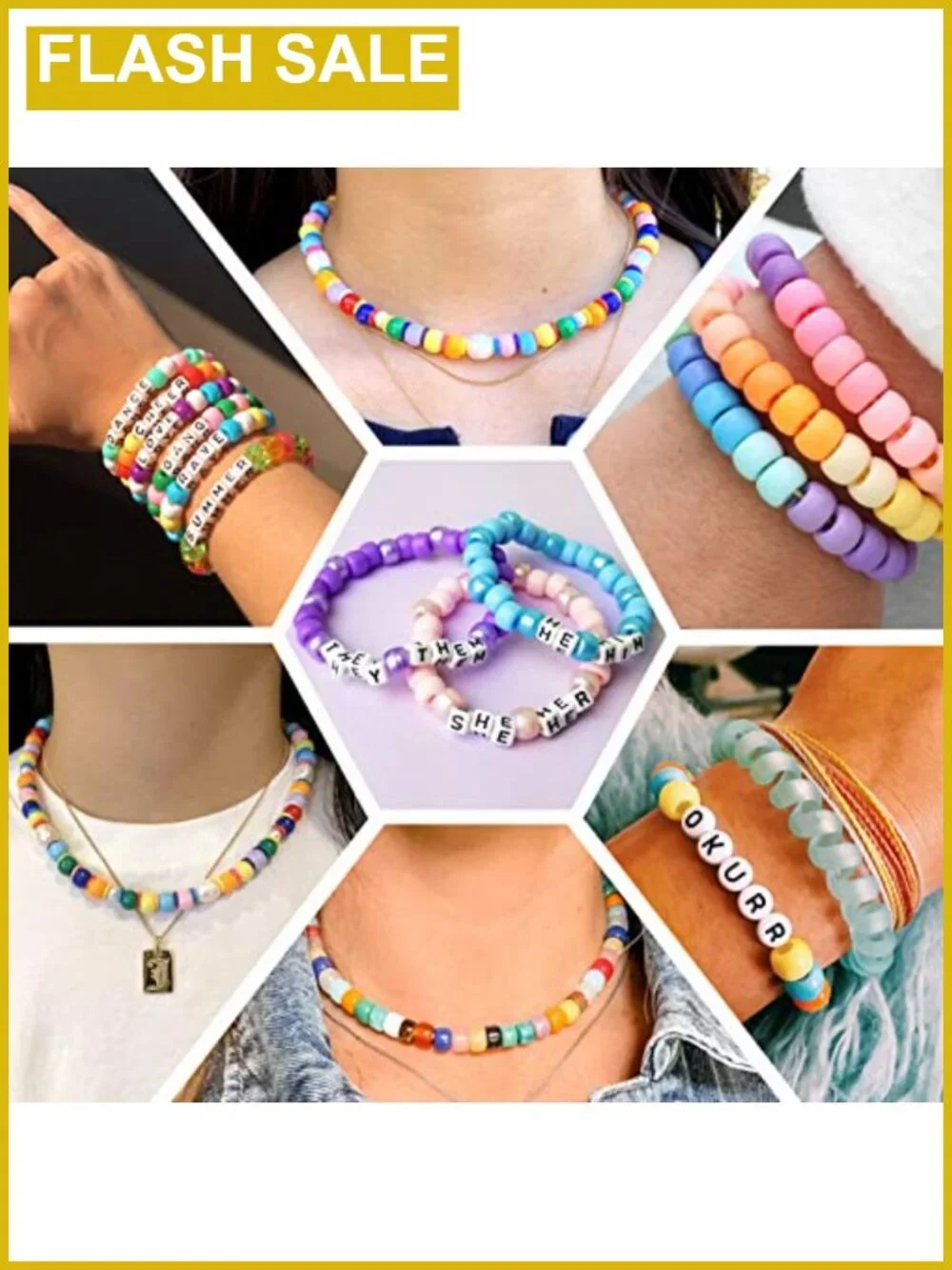 4000pcs Pony Beads Bracelet Making Kit with Letter Beads Acrylic